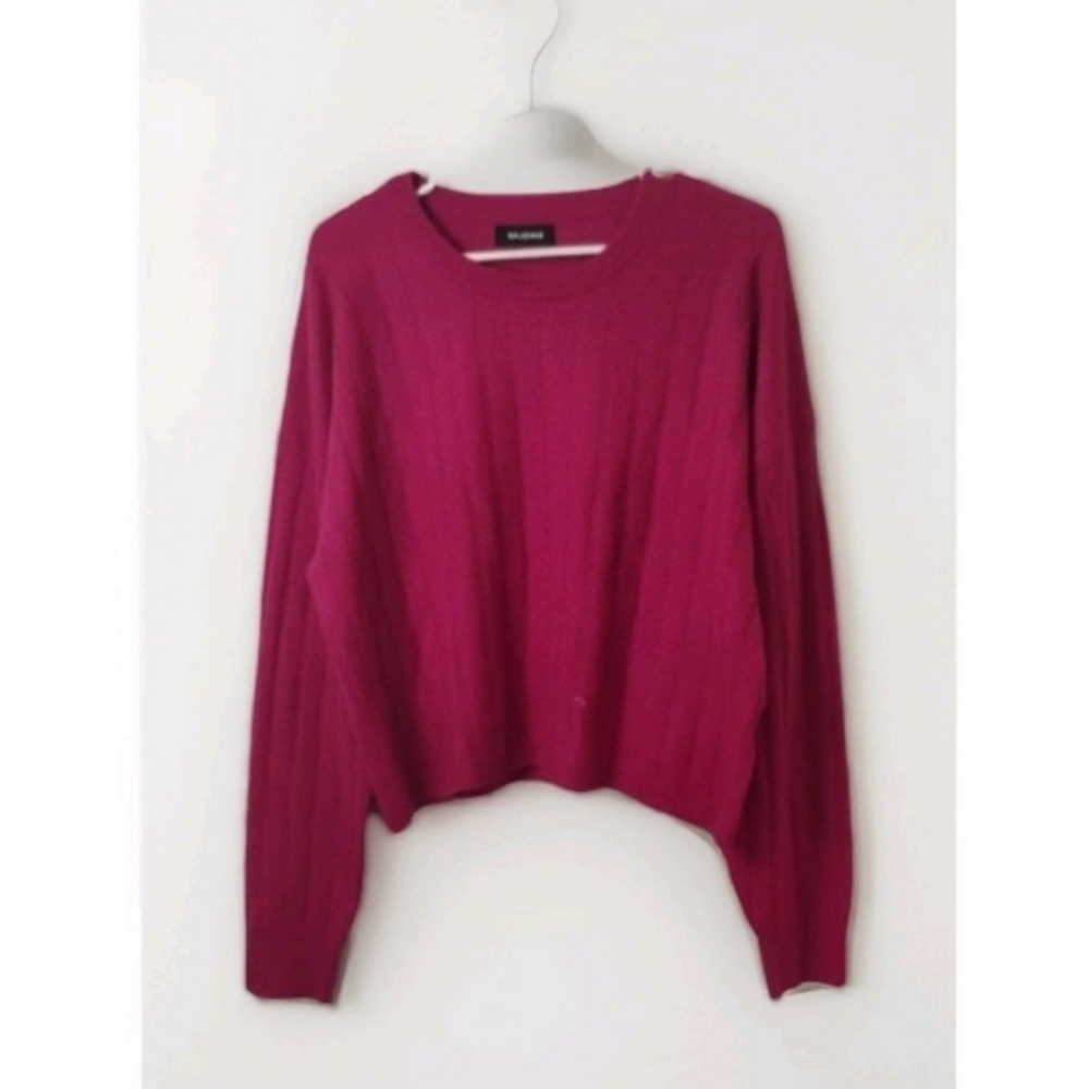 Naadam Ribbed Knit Cropped Cashmere In Fushia Woman's Size Extra Large